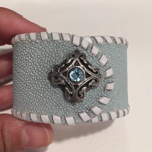 King Baby Studio blue leather cuff
